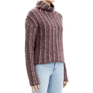 Theory Inlay Womens Chunky Knit Alpaca Blend Mock Neck Sweater Size M Multicolor